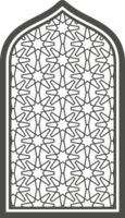 Ramadan window with pattern. Arabic frame of mosque door. Islamic design template. Oriental decoration with ornament. png
