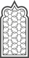 Ramadan window with pattern. Arabic frame of mosque door. Islamic design template. Oriental decoration with ornament. png