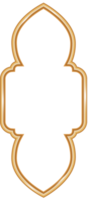 Ramadan window frame shape. Islamic golden arch. Muslim mosque element of architecture with ornament. png