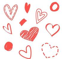 Set of hand drawn hearts. vector line illustration isolated on white background