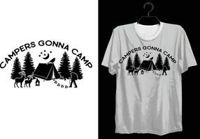 Camping T-shirt Design. Funny Gift Camping T-shirt Design For Camp Lovers. Typography, Custom, Vector t-shirt design. World All Camper T-shirt Design For Adventure.