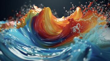 colorful paint splashes on a black background ai generated photo