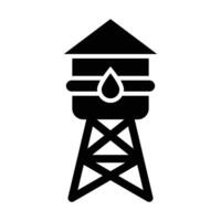 Water Tower Vector Glyph Icon For Personal And Commercial Use.