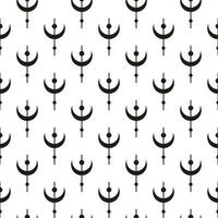 Black and white boho seamless pattern with crescent moon. vector