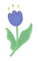 Blue magical flower, bright colorful illustration vector