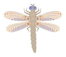 Cute beige dragonfly in kawaii and boho style vector