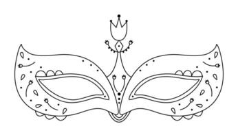 Unusual masquerade mask, black line illustration vector