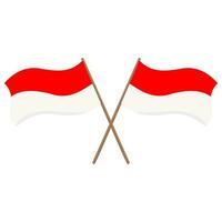 Red and White Indonesian Flag Vector. Two sticks of the Indonesian flag crossed. Vector art can be changed color.