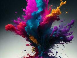 colorful paint splashes on a black background ai generated photo