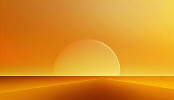 Generative AI, Beautiful gradient scene landscape with light orange, apricot color, horizontal wallpaper. Abstract background with sun and horizon photo