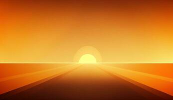 Generative AI, Beautiful gradient scene landscape with light orange, apricot color, horizontal wallpaper. Abstract background with sun and horizon photo