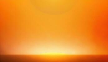 Generative AI, Beautiful gradient scene landscape with light orange, apricot color, horizontal wallpaper. Abstract background with sun and horizon photo