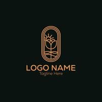 floral hand-drawn natural logo design template for branding vector