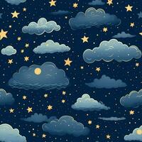 Starry sky repeating seamless pattern. Generate Ai photo