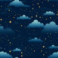 Starry sky blue seamless pattern. Generate Ai photo