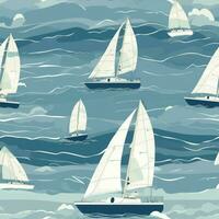 Yachting seamless pattern. Generate Ai photo