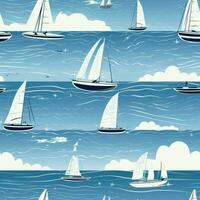 Yachting ship seamless pattern. Generate Ai photo