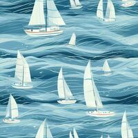 Yachting adventure seamless pattern. Generate Ai photo