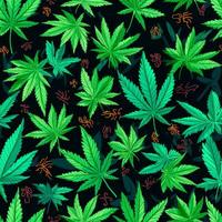 Medical marijuana plant seamless pattern. Generate Ai photo