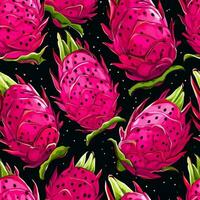 Dragon fruit pink seamless pattern. Generate Ai photo