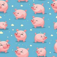 Piggy bank seamless pattern. Generate Ai photo