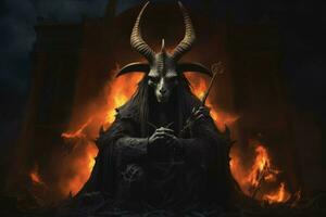 Baphomet fire art. Generate Ai photo