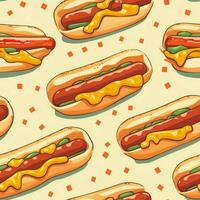 Hot dog seamless pattern. Generate Ai photo