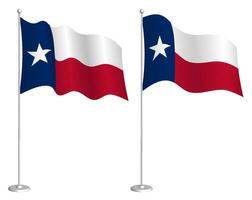 bandera de americano estado de Texas en asta de bandera ondulación en viento. fiesta diseño elemento. control para mapa simbolos aislado vector en blanco antecedentes