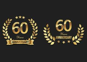 Gold anniversary celebration logo with golden laurel wreath vector illustration