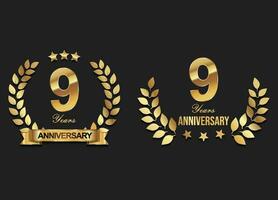 Gold anniversary celebration logo with golden laurel wreath vector illustration