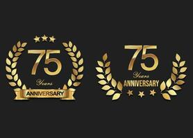 Gold anniversary celebration logo with golden laurel wreath vector illustration