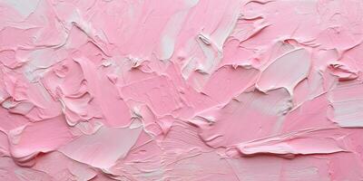 Generative AI, Closeup of impasto abstract rough pink art painting texture photo