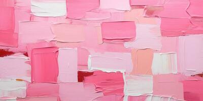 Generative AI, Closeup of impasto abstract rough pink art painting texture photo