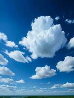 un campo con algunos nubes en el cielo ai generado foto