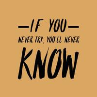if you never try, you'll never know. Motivational quote vector