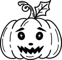 Vector illustration of a pumpkin for Halloween. A Halloween mascot with a pumpkin-headed head, hand-drawn.A character sketch. Vector illustration of a pumpkin with a black outline.