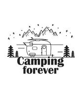 Camping fever happy camper logo tshirt vector