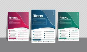 Admission flyer bundle of 3 gradient colors. Most unique geometric shapes, background image, and layout.A4 size. vector