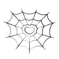 Spider web in the shape of a heart in black and white vector