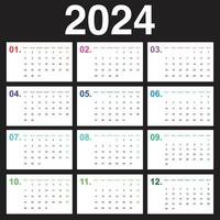 2024 minimalistic calendar start on monday vector