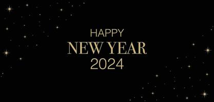 HAPPY NEW YEAR 2024 simple design black and gold vector