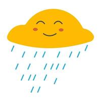 Autumn, rain and cloud vector illustration. Yellow smile face . EPS10.