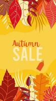 Sale banner with bright autumn leaves. Vector illustration. EPS10.