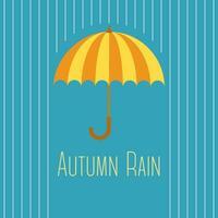 Vector illustration with autumn clouds, rain and umbrella.