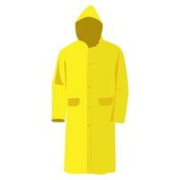 Autumn. Raincoat yellow icon, Flat design of rain coat clothing with round shadow, vector illustration.