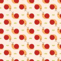 Cute snail seamless pattern vector illustration