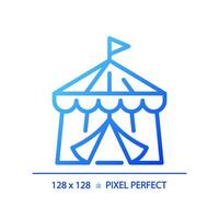 2D pixel perfect blue gradient circus tent icon, isolated vector, building thin line illustration. vector