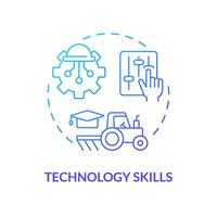 Technology skills blue gradient concept icon. Data analysis. Farm machinery. New tools. Farming equipment. Rural development. Round shape line illustration. Abstract idea. Graphic design. Easy to use vector