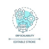 Editable ERP scalability blue icon concept, isolated vector, enterprise resource planning thin line illustration. vector