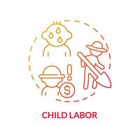 Child labor red gradient concept icon. Human rights. Third world country. Forced labour. Farm industry. Social issue. Round shape line illustration. Abstract idea. Graphic design. Easy to use vector